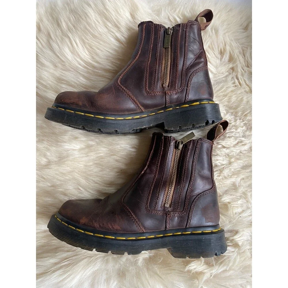 Dr. Martens 2976 Alyson Zip Chelsea Boots Brown Leather Womens Size US 5 EU 36 - Picture 8 of 12